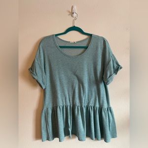 💠 First Love Turquoise Peplum Top, size L 💠